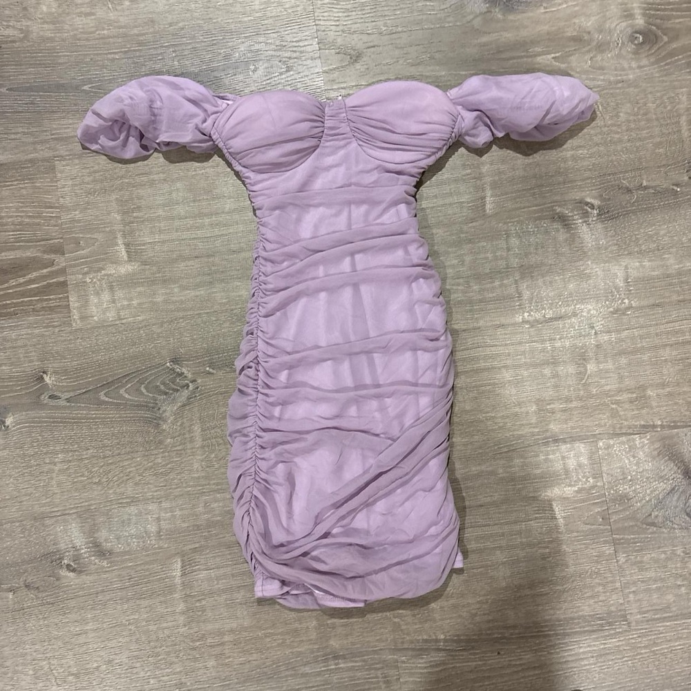 Windsor Lilac Off-Shoulder Mini Dress